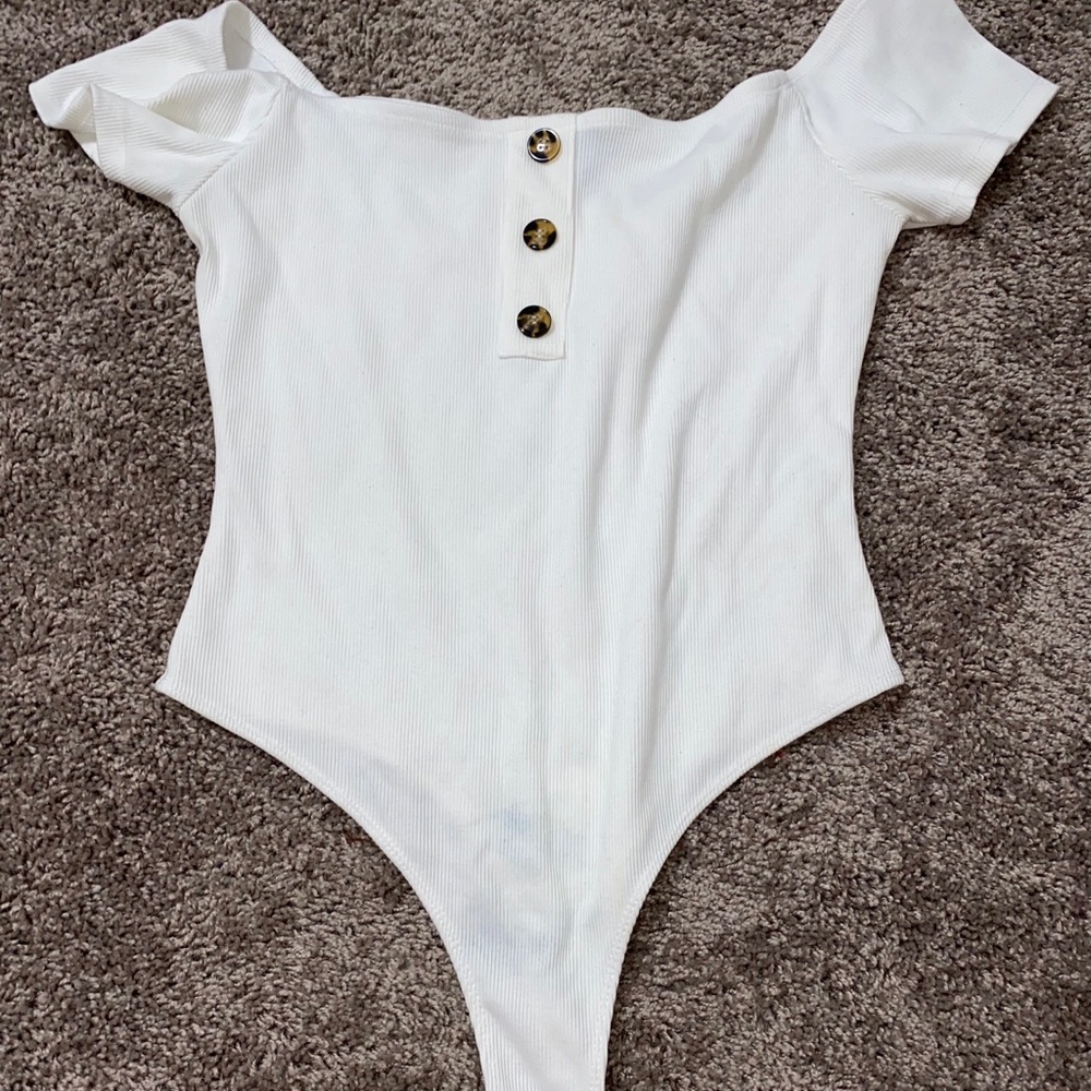 White off the shoulder bodysuit